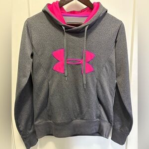 Under Armour Women's Charcoal Sweater with Neon Pink Logo